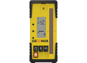 image of a geomax ZRD105B beam catching receiver for rotating lasers. Find and align the laser plane by one key press for slope or vertical alignment application. Simply set up the laser– place the ZRD105B at the second point and start the beam search, e.g. tie-in slopes. There is no more manually moving of laser plane or any calculations needed.