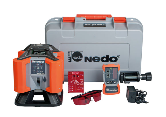 image of a nedo linus1 hv rotating laser and its accessories