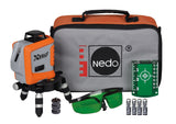 image of a nedo x-liner 360 plumbing laser and its accessories